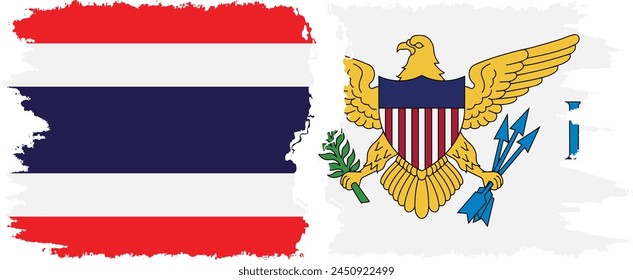 United States Virgin Islands and Thailand grunge flags connection, vector