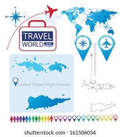 United States Virgin Islands. World Map. Travel vector Illustration.