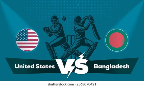 United States VS Bangladesh Match , Bangladesh Vs United States  cricket match , Cricket match concept with creative illustration.eps