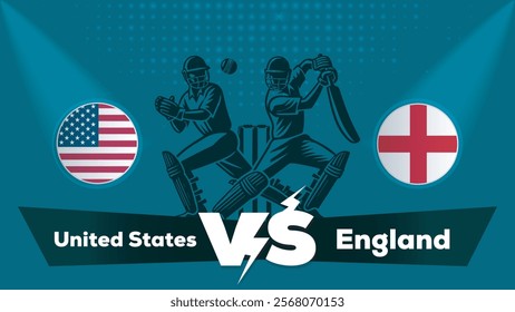 United States VS England Match , England Vs United States cricket match , Cricket match concept with creative illustration.eps