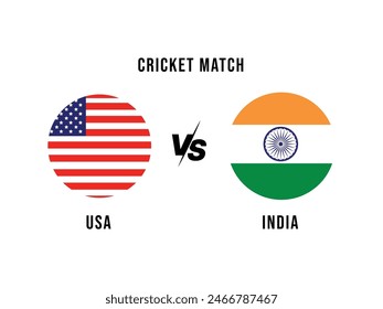 united states VS India, Cricket Match concept with creative illustration of participant countries flag isolated with white background. Cricket Match or Head to Head Template USA VS INDIA.