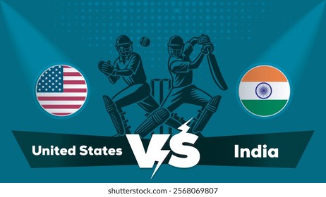 United States Vs India , India VS United States cricket match , Cricket match concept with creative illustration.eps