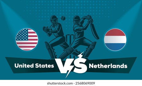 United States VS Netherlands , Netherlands Vs United States cricket match , Cricket match concept with creative illustration.eps