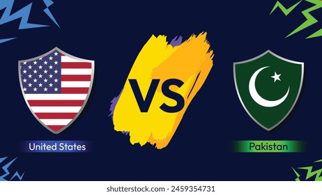 United States vs Pakistan Cricket Match Fixture background in modern style, sports vector banner