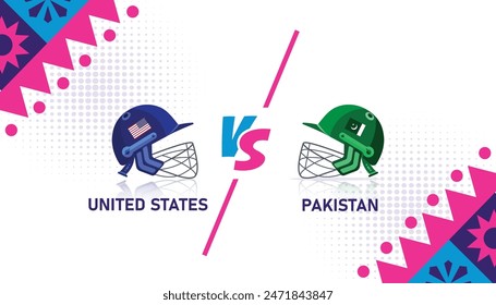 United States vs Pakistan match Illustration. USA vs PAK vector illustration for international cricket match tournaments. USA vs PAK. Vector EPS format