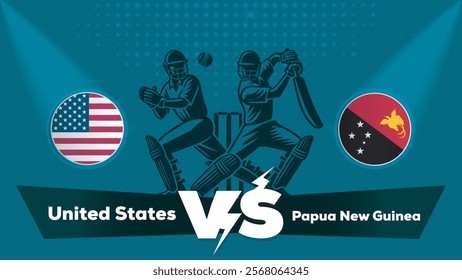 United States VS Papua New Guinea Match , Papua New Guinea Vs United States cricket match , Cricket match concept with creative illustration.eps