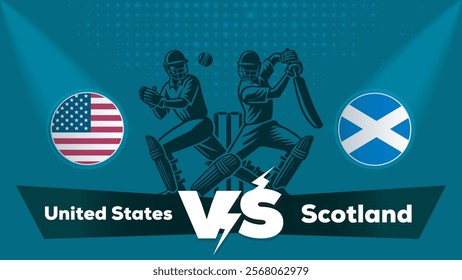 United States VS Scotland , Scotland Vs United States cricket match , Cricket match concept with creative illustration.eps