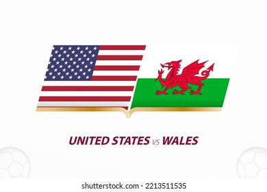 United States vs Wales in Football Competition, Group A. Versus icon on Football background. Sport vector icon.