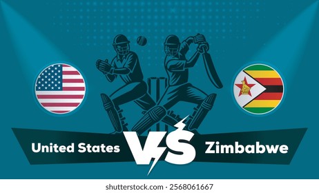 United States VS Zimbabwe , Zimbabwe Vs United States cricket match , Cricket match concept with creative illustration.eps