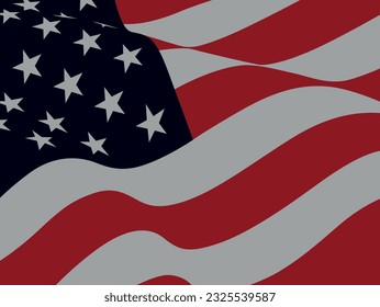 United States Waving Flag, American Flag (Editable) - Vector Illustration