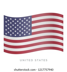 United States waving flag vector icon. National symbol of United States. Vector illustration isolated on white.