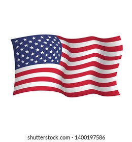 United States waving flag. Vector illustration of waving flag of USA