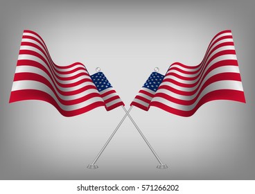United states waving shaded American flag. Usa national symbol vector eps10.