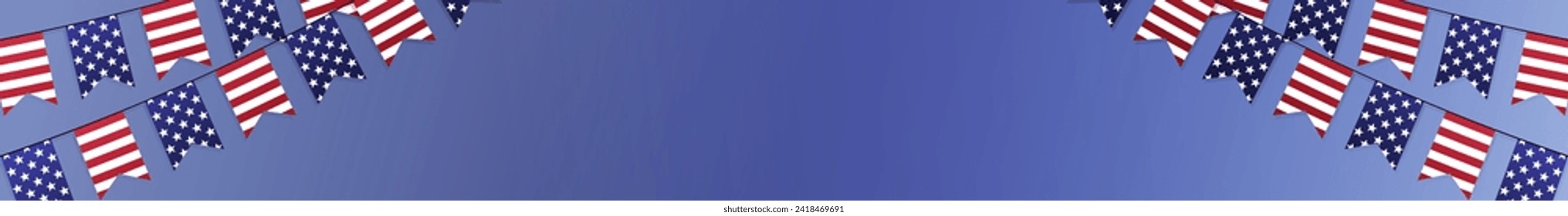 United States web banner. USA national flags vector background. American rectangular horizontal header banner with copy space.