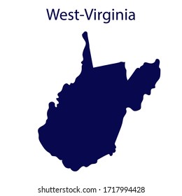 United States West Virginia. Dark blue silhouette