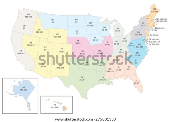 United States Zip Code Map Stock Vector Royalty Free 275801333