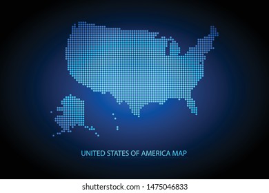 United tates of America map dotted style. Vector illustration isolated. Map of North America. Symbol for your web site design map logo, app, ui, Travel vector eps10, concept Illustration.