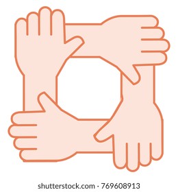 united teamwork hands icon