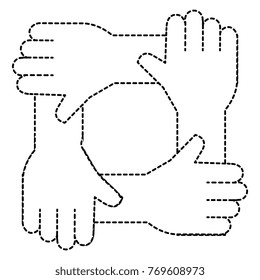 united teamwork hands icon