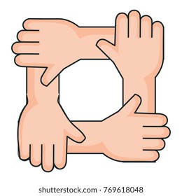 united teamwork hands icon