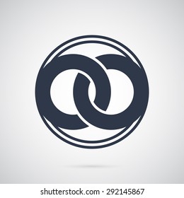 United two abstract rings to create a symbol of infinity, logo template. To marriage agencies and business companies. Creative symbol for company identity, advertising, poster, banner, web and flyer.