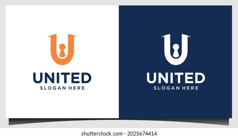 United u letter logo design template