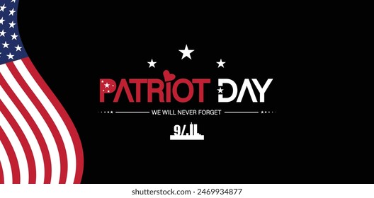 United We Stand Commemorating Patriot Day with a Moving Flag Text