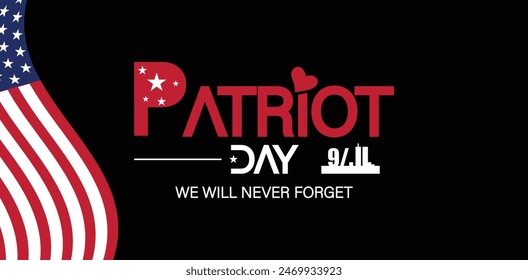 United We Stand Reflecting on Patriot Day with Flag Text Art