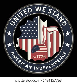 United We Stand Typescript T Shirt Design, American Independence Est 1776, Vector file