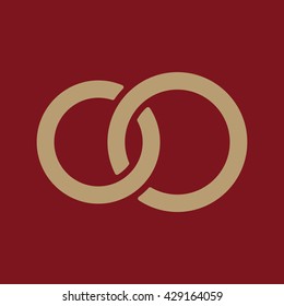 The United wedding ring icon. Marriage and glans symbol. Flat Vector illustration