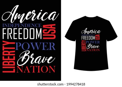 Unites States America word cloud t-shirt design for independence day 4th of July vector design