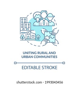 Uniting Rural And Urban Communities Concept Icon. Improving Living Standards Abstract Idea Thin Line Illustration. Rural-urban Linkages. Vector Isolated Outline Color Drawing. Editable Stroke