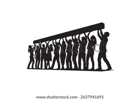 Unity in Action Black Silhouette Art - Group Effort Support Graphic
