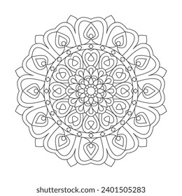 Unity adult mandala coloring book page for kdp book interior. Peaceful Petals, Ability to Relax, Brain Experiences, Harmonious Haven, Peaceful Portraits, Blossoming Beauty mandala design.