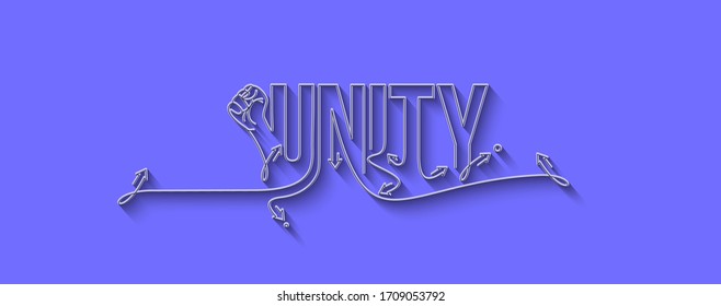 Unity Calligraphic line art Text shopping poster vector illustration Design.