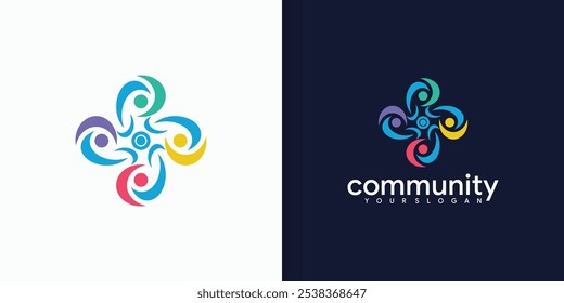 unity community concern logo isolated with spine, creative people logo, teamwork