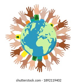 
Unity and community of different people united around the planet. Vector