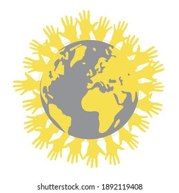 Unity and community of different people united around the planet. Vector