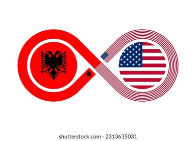 unity concept. albanian and american english language translation icon. vector illustration isolated on white background