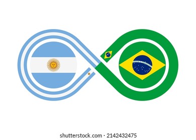 unity concept. argentina and brazil flags. vector illustration isolated on white background