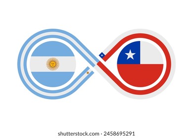 unity concept. argentina and chile flags. vector illustration isolated on white background