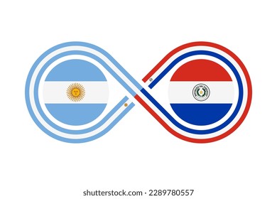 concepto de unidad. banderas argentinas y paraguayas. ilustración vectorial aislada en fondo blanco