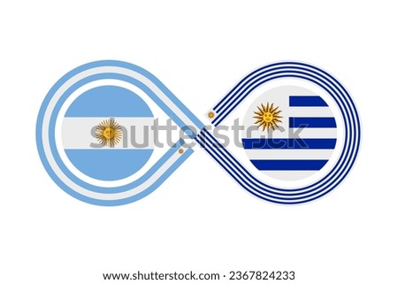 unity concept. argentina and uruguay flags. vector illustration isolated on white background
