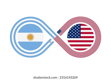 Einheitskonzept. Sprachsymbol der argentinischen und amerikanischen Sprache. Vektorgrafik einzeln auf weißem Hintergrund