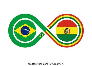 unity concept. brazil and bolivia flags. vector illustration isolated on white background