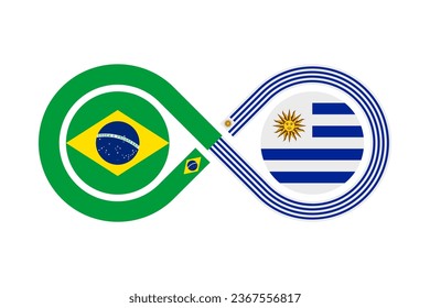 unity concept. brazil and uruguay flags. brazilian portuguese and uruguayan spanish language translation icon. vector illustration isolated on white background