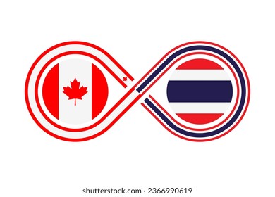 unity concept. canada and thailand flags. canadian english and thai language translation icon. vector illustration isolated on white background