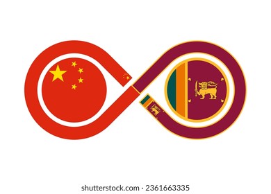unity concept. china and sri lanka flags. chinese and sinhala language translation icon. vector illustration isolated on white background