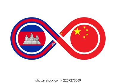 concepto de unidad. icono de traducción en chino y khmer. ilustración vectorial aislada en fondo blanco