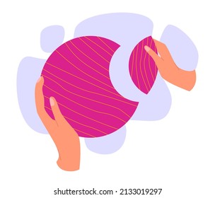 Unity concept. Different people unite together. Connected hands and pieces. A group of people strives for a connection. Together strength, confidence and support. Flat vector illustration